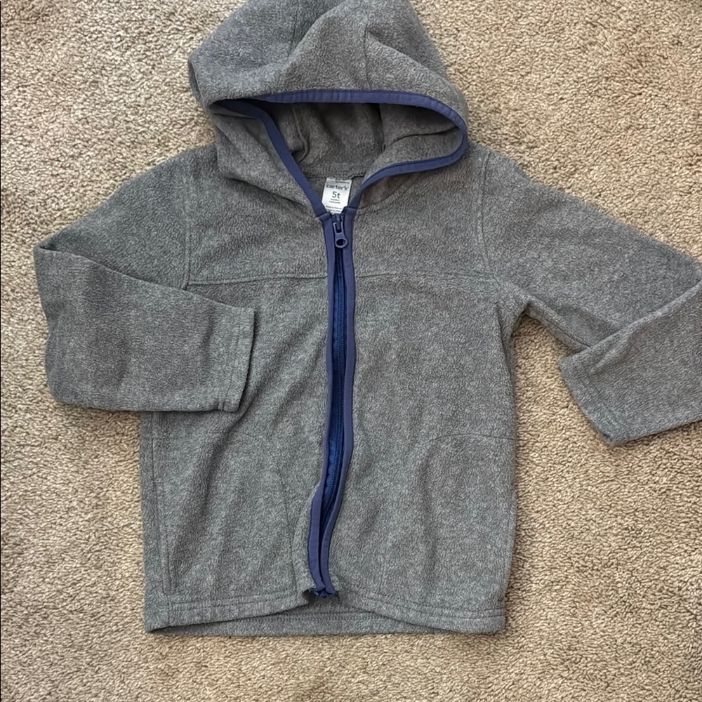 Gray Kids Hoodie with Blue Trim 5t